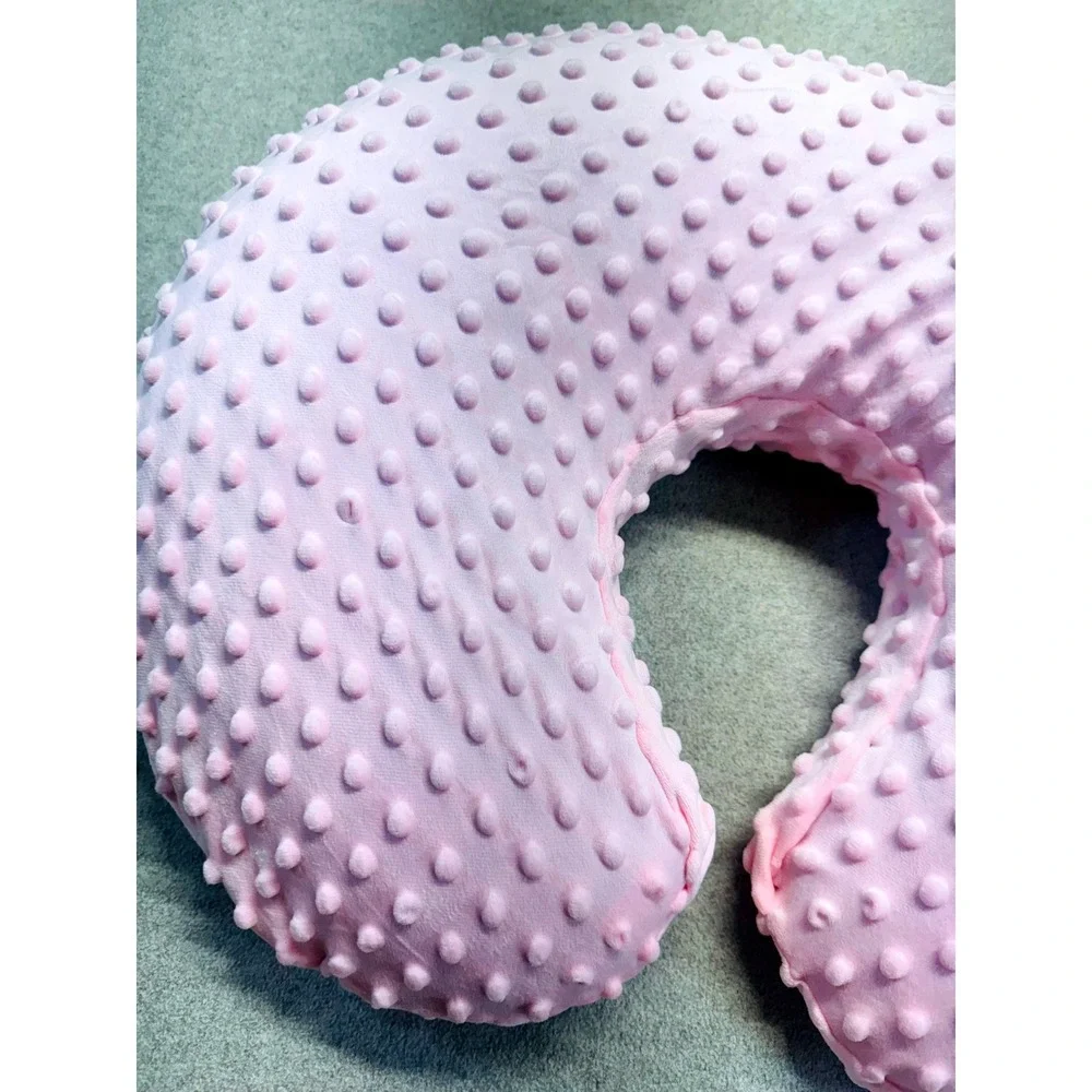 Pink Minky Dot Nursing Support Pillow Soft Plush Baby Feeding Cushion Washable